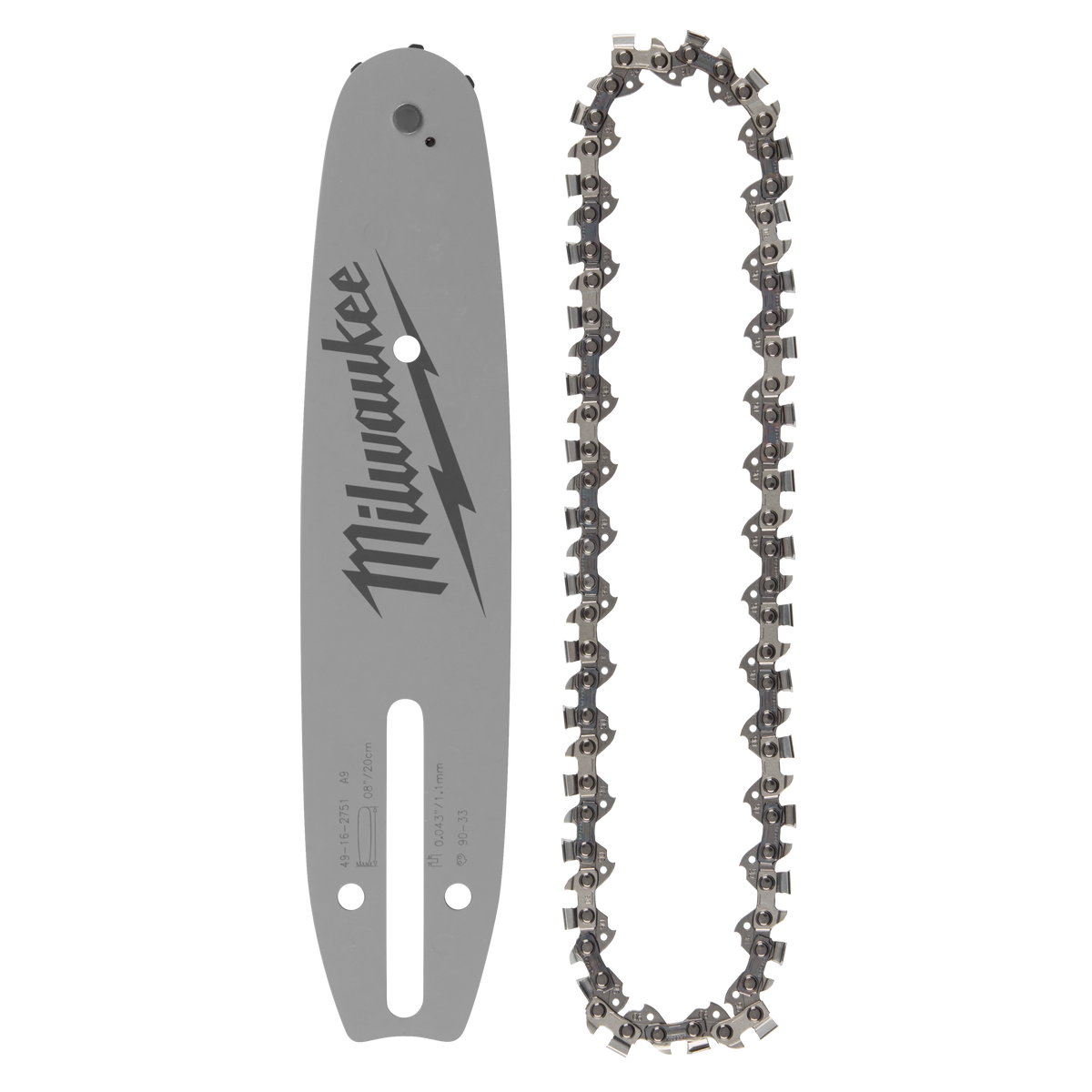 Milwaukee 49-16-2818 8" 3/8" LOW PROFILE Pitch, .043" Gauge Saw Chain and Guide Bar Set