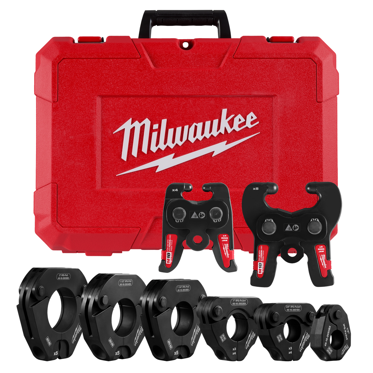 Milwaukee 49-16-2697X 1/2" - 2" IPS-P Pivoting Press Ring Kit for M18 FORCE LOGIC Press Tools