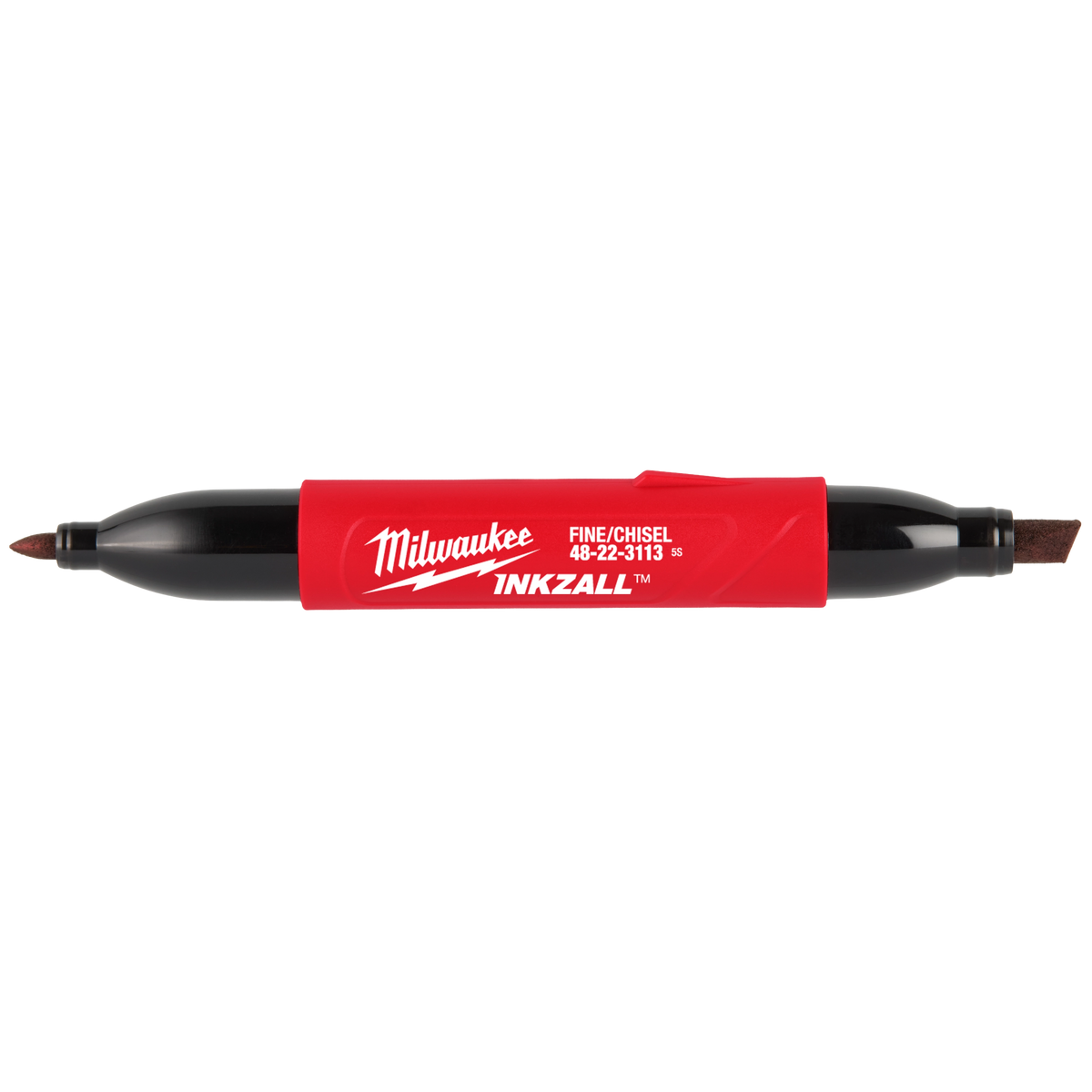 Milwaukee 48-22-3113 INKZALL Double Sided Black Jobsite Marker – Fine Point & Chisel Tip