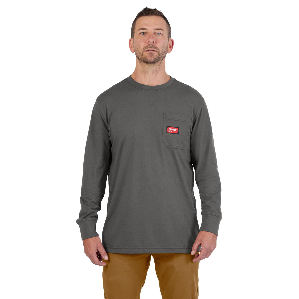 Milwaukee 606G-2X GRIDIRON Pocket T-Shirt | Long Sleeve, Gray, 2X-Large