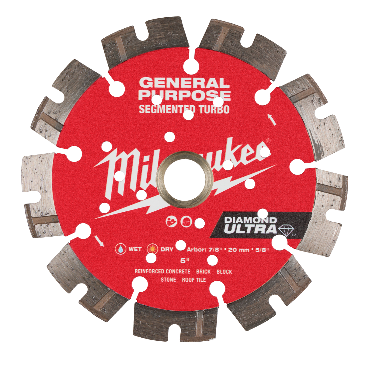 Milwaukee 49-93-7526 5" DIAMOND ULTRA Segmented Turbo, General Purpose Diamond Blade (Pack of 5)