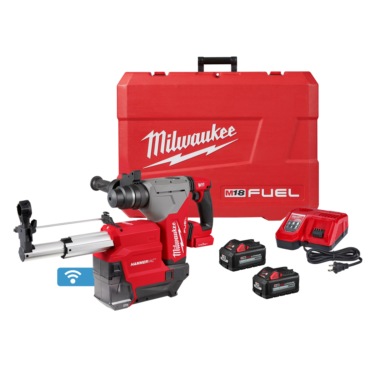 Milwaukee 2915-22DE M18 FUEL 1-1/8" SDS Plus Rotary Hammer w/ ONE-KEY & HAMMERVAC Dedicated Dust Extractor Kit