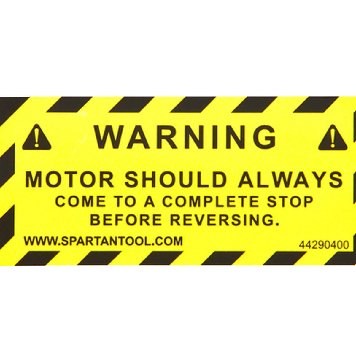 Spartan Tool "Stop Before Reversing" Decal 44290400