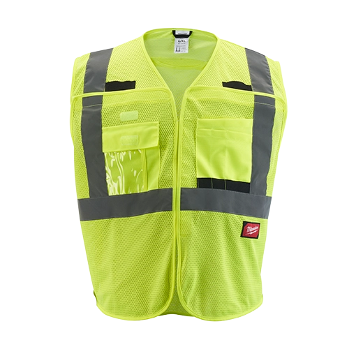Milwaukee 48-73-5122 Class 2 Breakaway High Visibility Yellow Mesh Safety Vest - L/XL (Pack of 12)