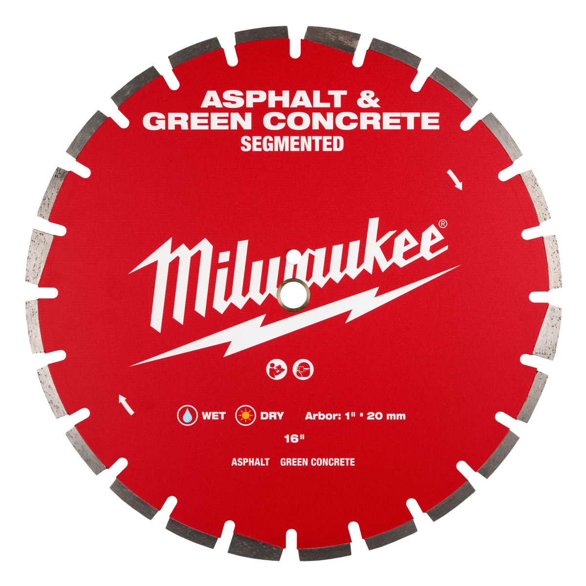 Milwaukee 49-93-7245 16" Asphalt & Green Concrete Segmented Diamond Blade