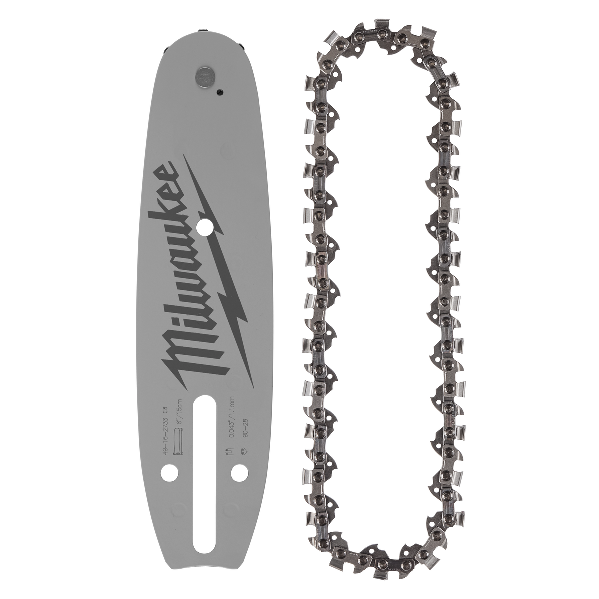 Milwaukee 49-16-2843 6" 3/8" LOW PROFILE Pitch, .043" Gauge Saw Chain and Guide Bar Set