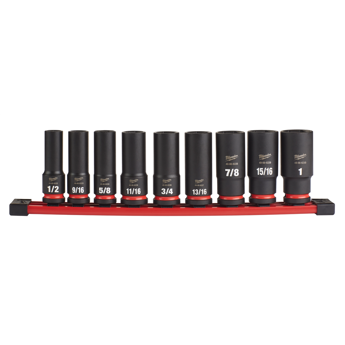 Milwaukee 49-66-7022 9PC SHOCKWAVE Impact Duty 1/2" Drive SAE Deep 6 Point Socket Set