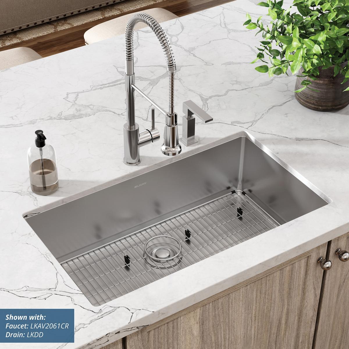 Elkay Crosstown 18 Gauge Stainless Steel 33" x 22" x 9" FR2-Hole Single Bowl Dual Mount Sink Kit ECTSRS33229TBGFR2