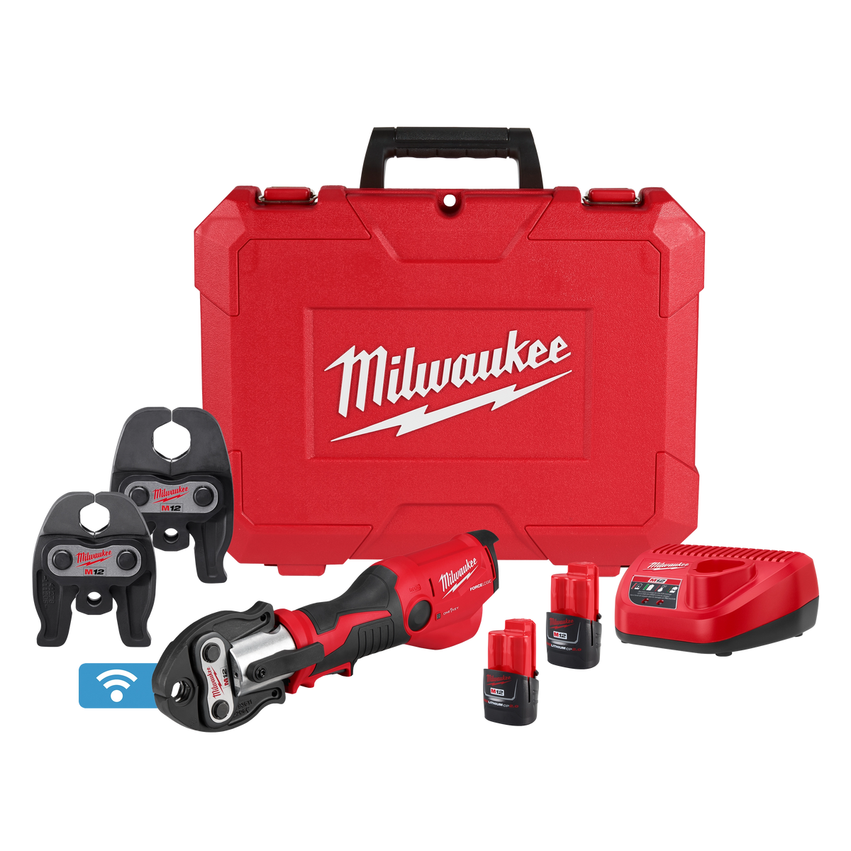 Milwaukee 2573-22 M12 FORCE LOGIC Press Tool Kit w/ ONE‑KEY with 1/2" – 1" CTS‑V Jaws