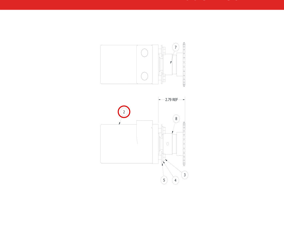 Spartan Tool 41294500 parts diagram, item 2 circled (Assy, Hi-Torque Motor w/Sprocket - 79932180)