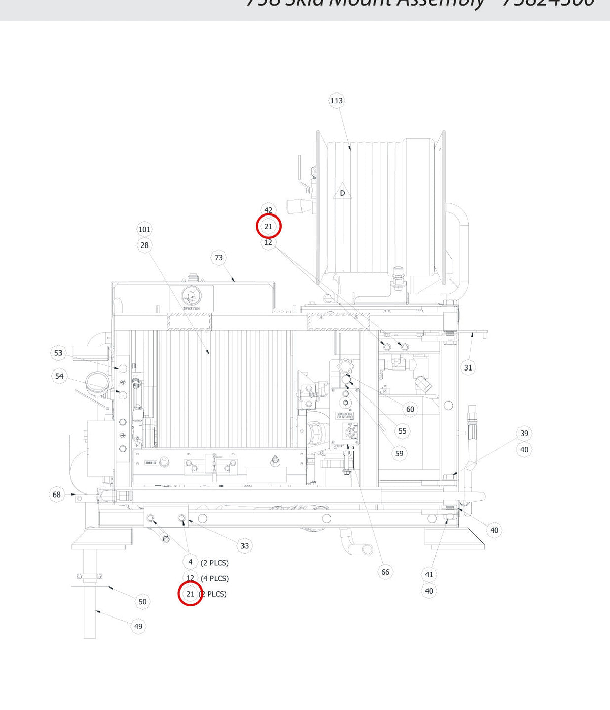 Spartan Tool 522132-00 parts diagram, item 28 circled (Elite Soldier Hydro-Jet - 7584E000)