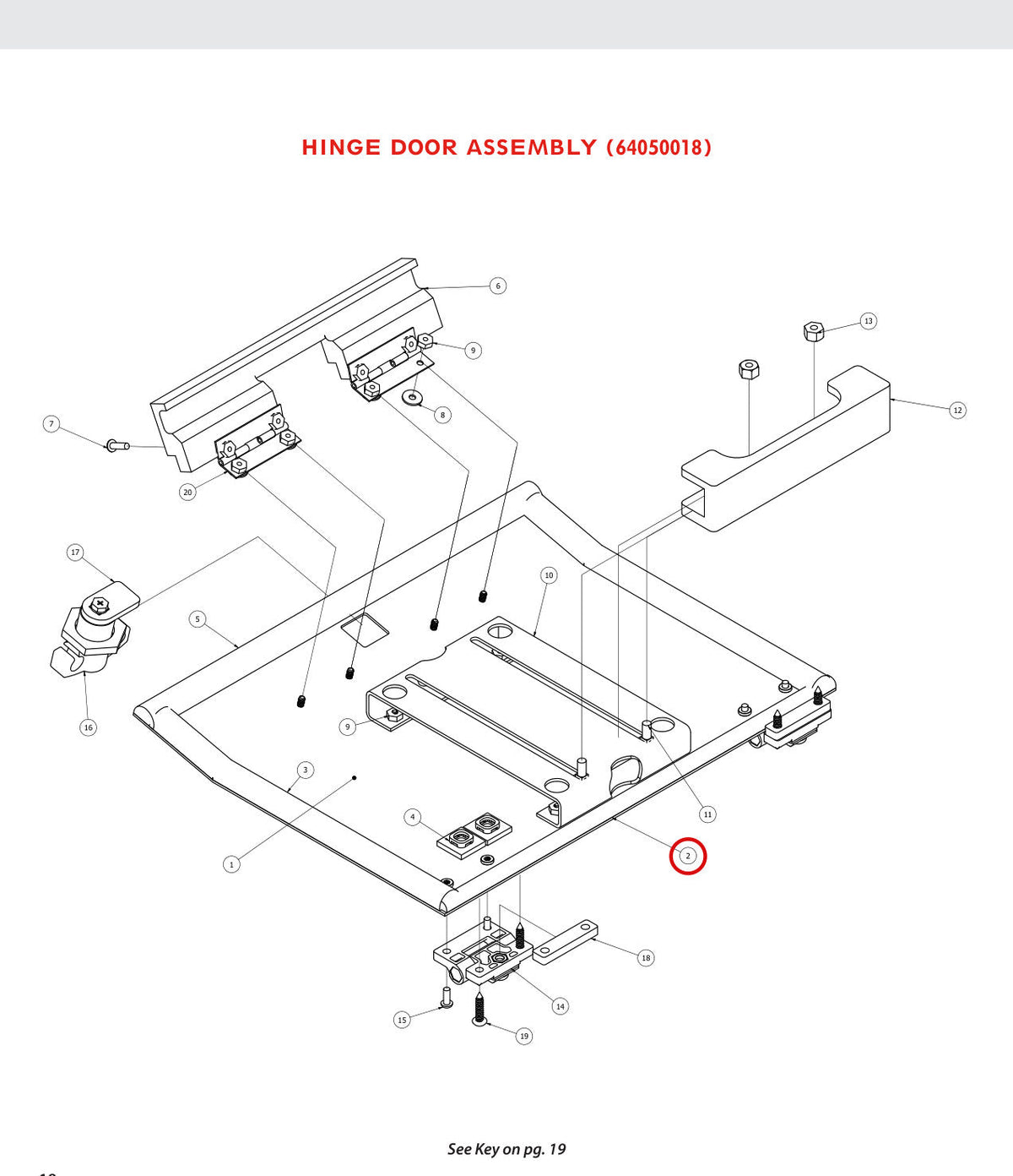 Spartan Tool 63031010 parts diagram, item 2 circled (Hinge Door Assembly)