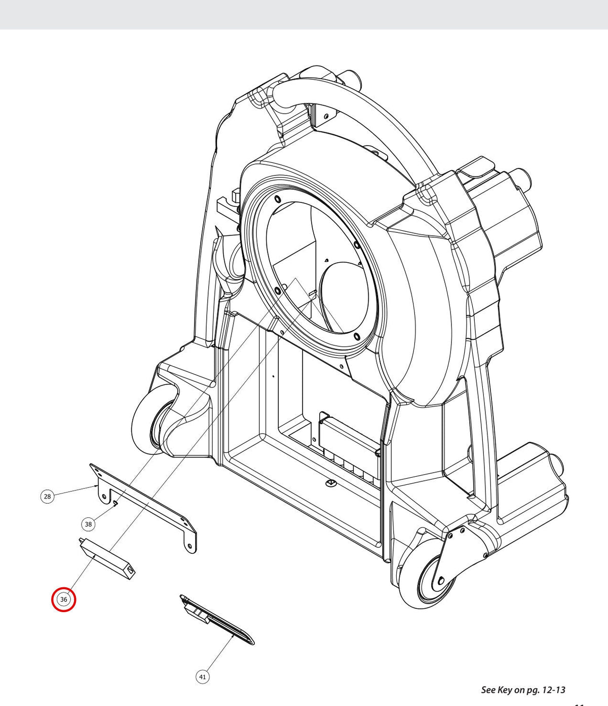 Spartan Tool 64050044 parts diagram, item 36 circled (Assembly, Base Traveler)