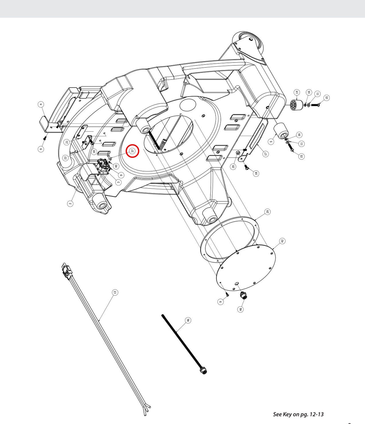 Spartan Tool 64050078 parts diagram, item 37 circled (Assembly, Base Traveler)