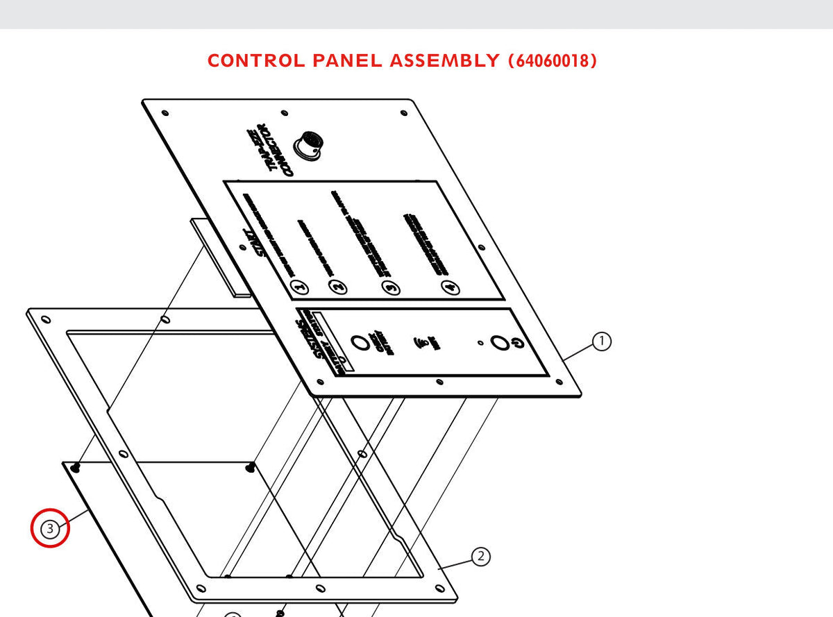 Spartan Tool 64066621 parts diagram, item 2 circled (Control Panel Assembly)