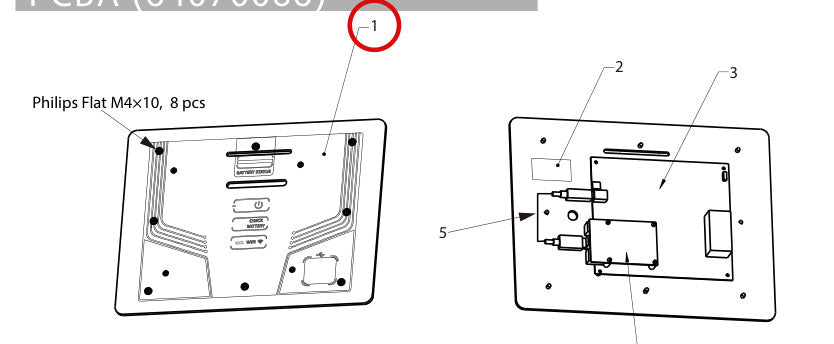 Spartan Tool 64070003 parts diagram, item 1 circled (Control Panel Assembly with PCBA ( 64070015 ))
