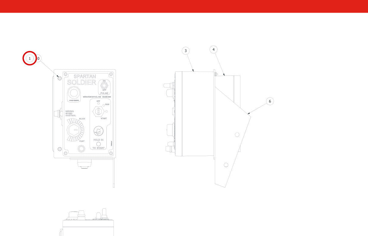 Spartan Tool 75845900 parts diagram, item 1 circled (E-Box P&P Assembly - 75869050)