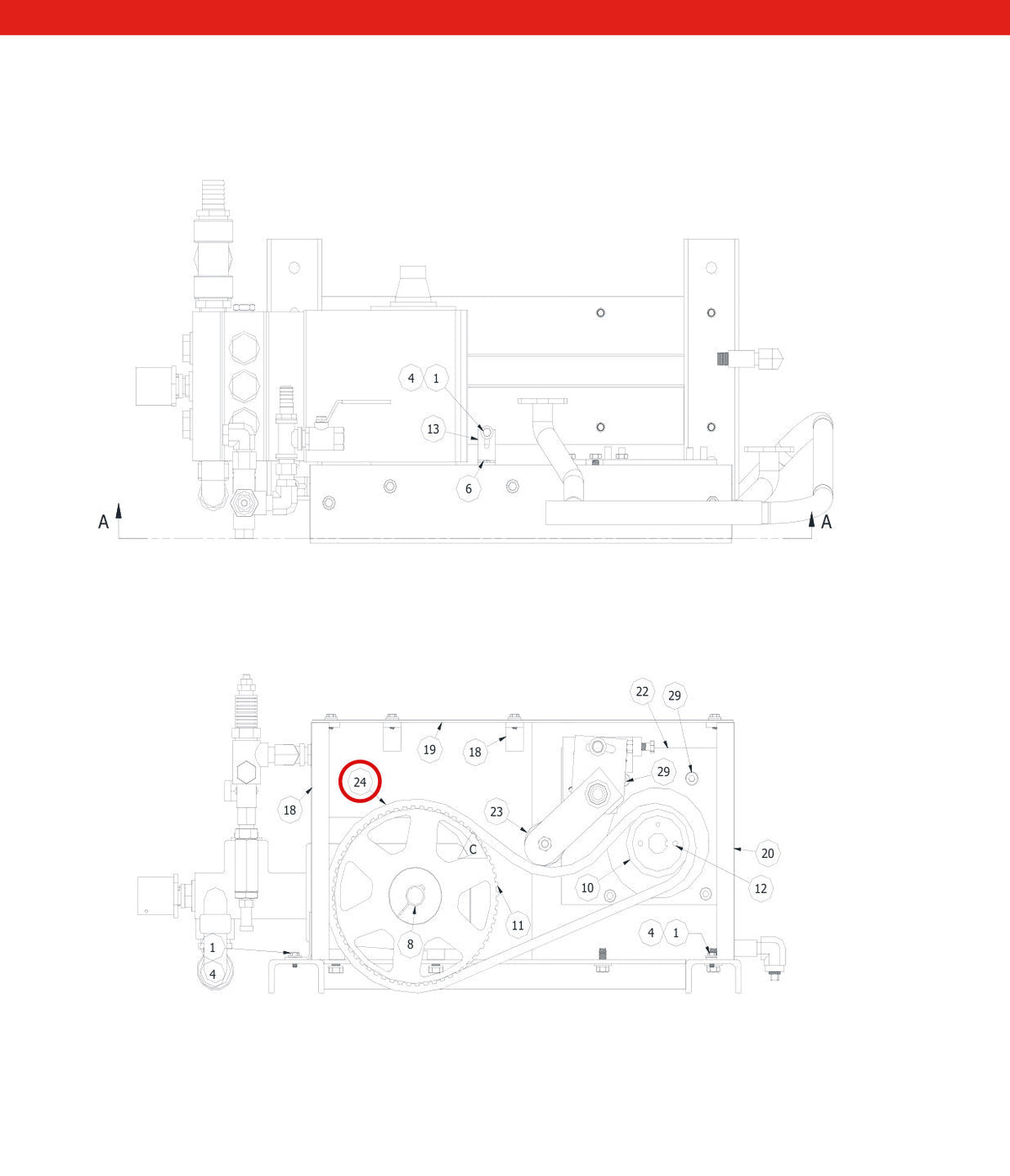 Spartan Tool 75848600 parts diagram, item 24 circled (Power Pak Assembly - 75841300)