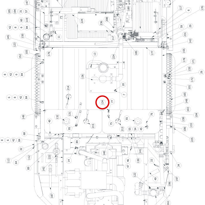 Spartan Tool 79921510 parts diagram, item 134 circled (Warrior Final Assembly - 799200T4)