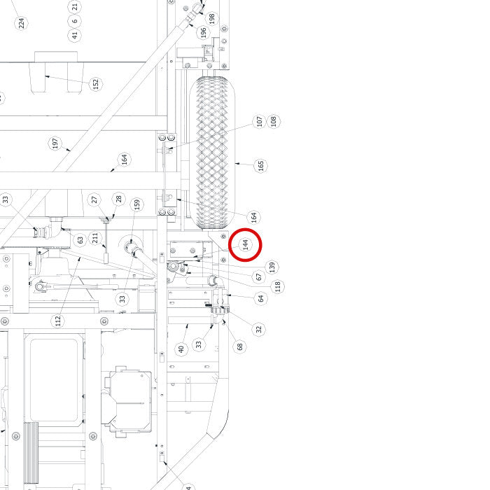 Spartan Tool 79922500 parts diagram, item 144 circled (Warrior Final Assembly - 799200T4)