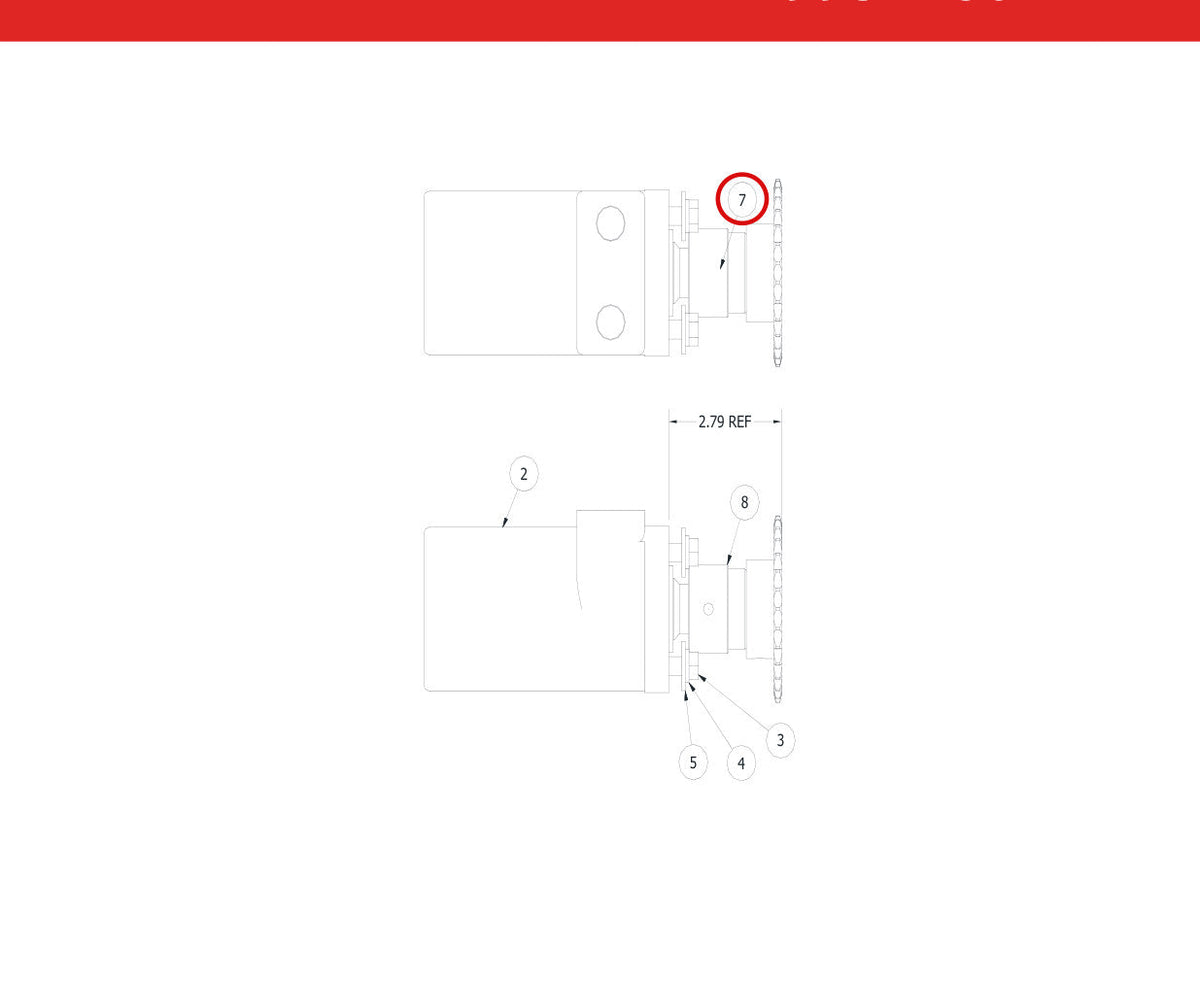 Spartan Tool 79932173 parts diagram, item 7 circled (Assy, Hi-Torque Motor w/Sprocket - 79932180)