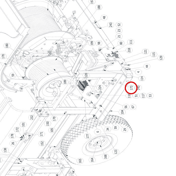 Spartan Tool 79942540 parts diagram, item 173 circled (Warrior Final Assembly - 799200T4)