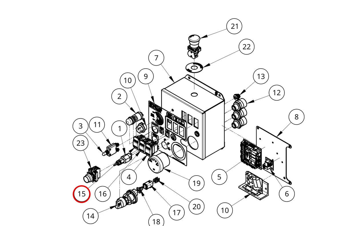 Spartan Tool 79944620 parts diagram, item 10 circled (Control Box - 75874410)