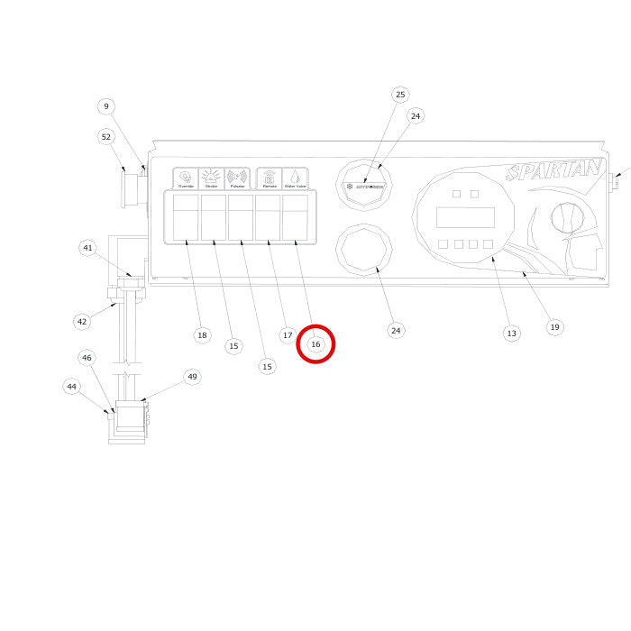 Spartan Tool 79944630 parts diagram, item 12 circled (Control Box - 75874410)