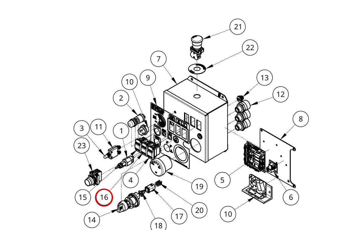 Spartan Tool 79944650 parts diagram, item 13 circled (Control Box - 75874410)