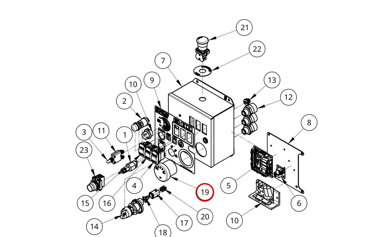 Spartan Tool 79945400 parts diagram, item 15 circled (Control Box - 75874410)