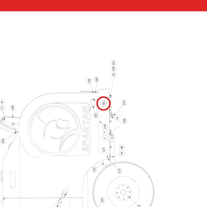 Spartan Tool 79945810 parts diagram, item 181 circled (Warrior Final Assembly - 799200T4)