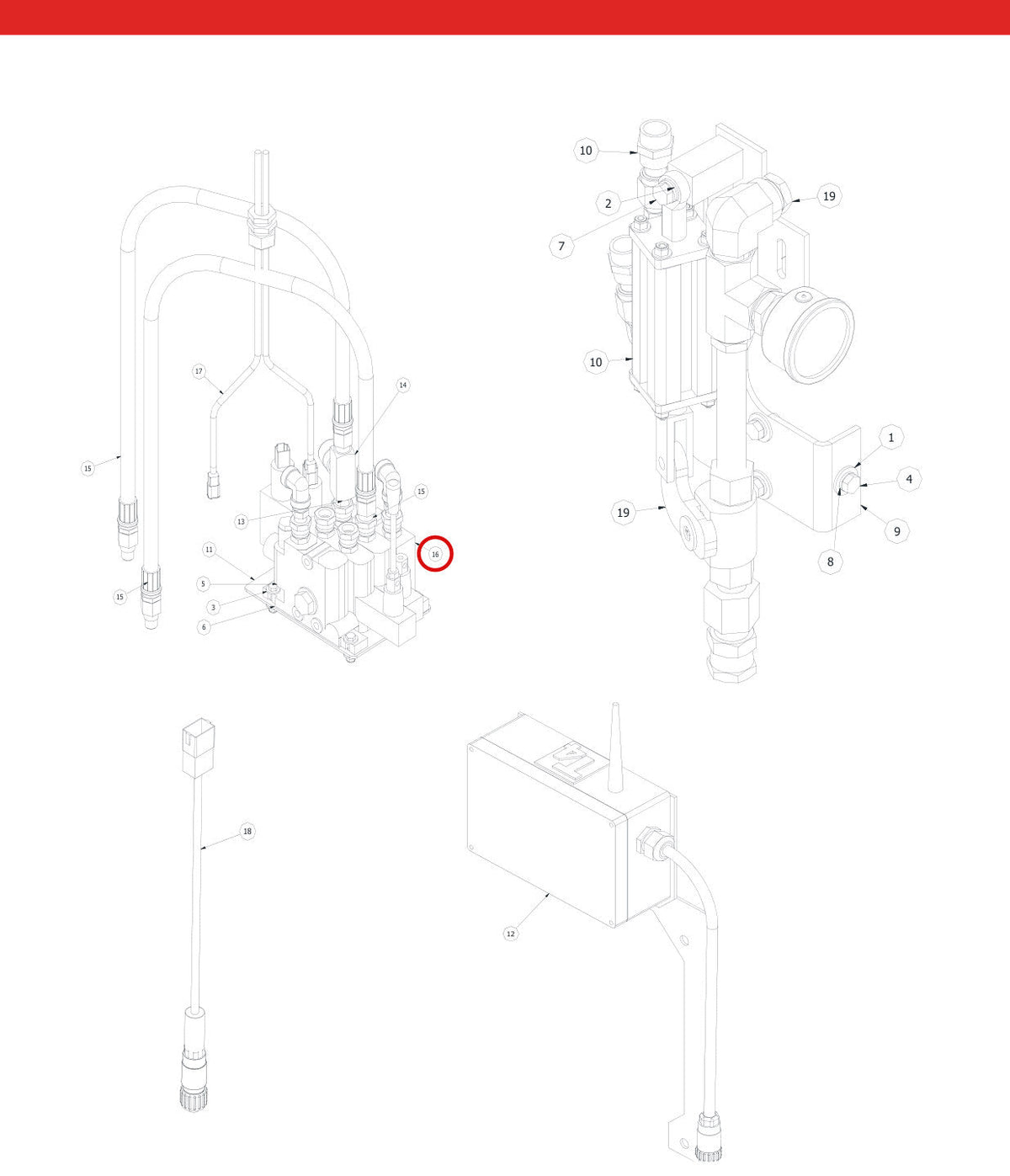 Spartan Tool 79948220 parts diagram, item circled (Assy, Hyd Valve Operator - 79915600)