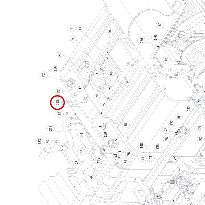 Spartan Tool 79953890 parts diagram, item 215 circled (Warrior Final Assembly - 799200T4)