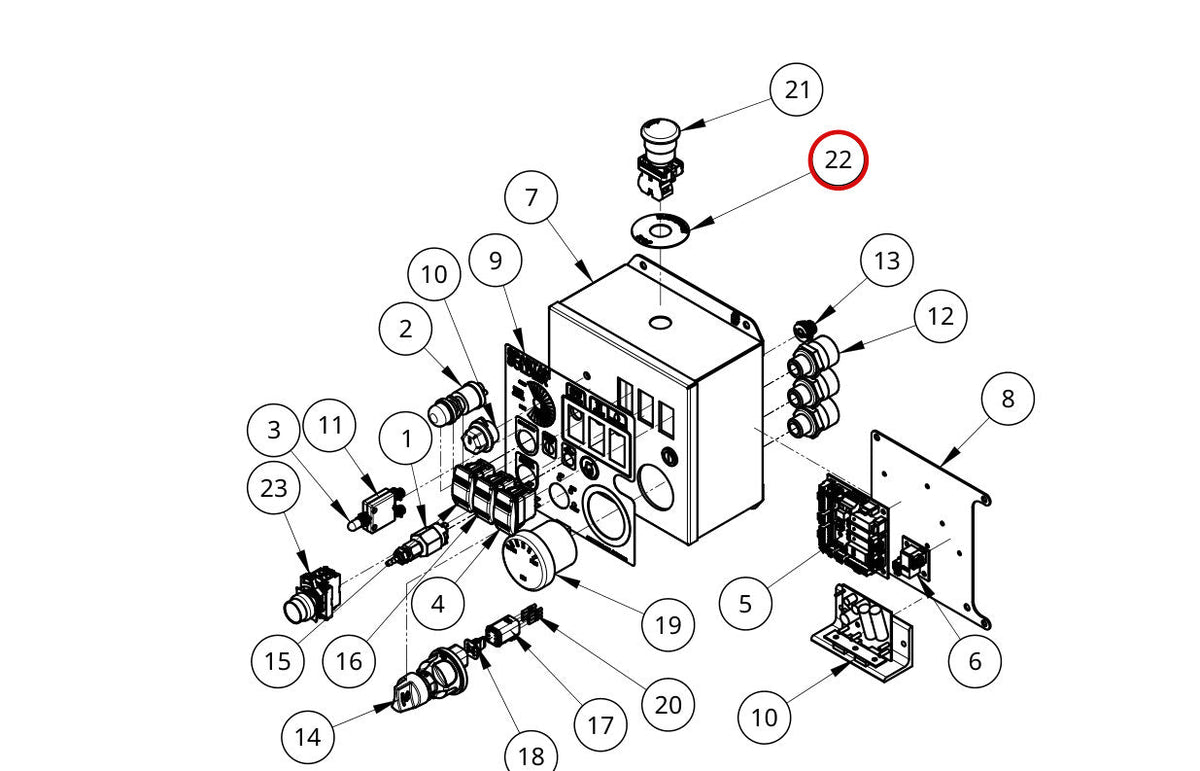Spartan Tool 79954500 parts diagram, item 17 circled (Control Box - 75874410)