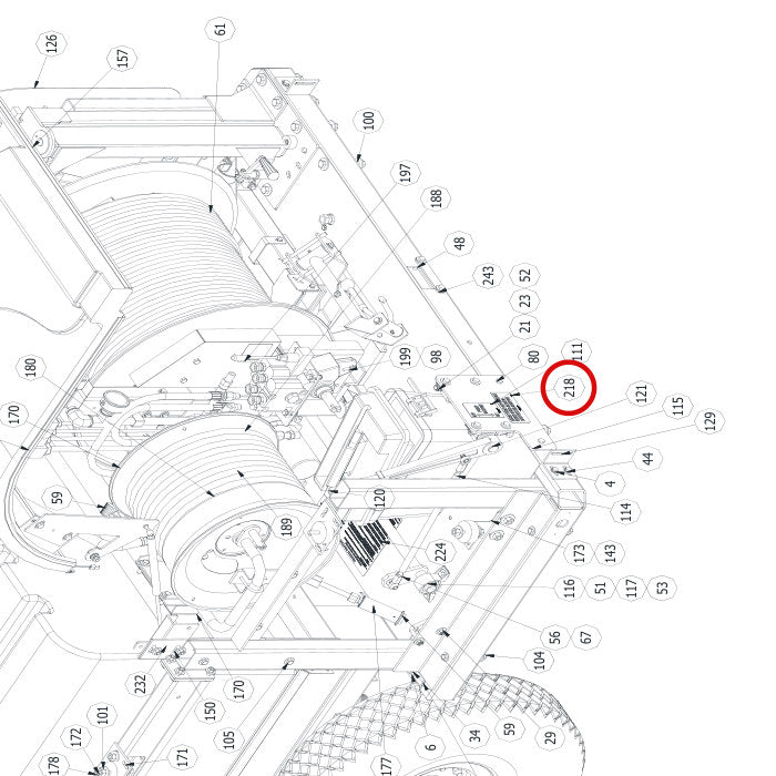 Spartan Tool 79954620 parts diagram, item 218 circled (Warrior Final Assembly - 799200T4)