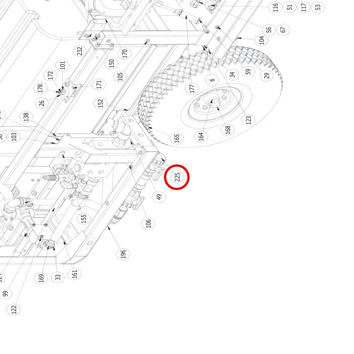 Spartan Tool 79959000 parts diagram, item 225 circled (Warrior Final Assembly - 799200T4)