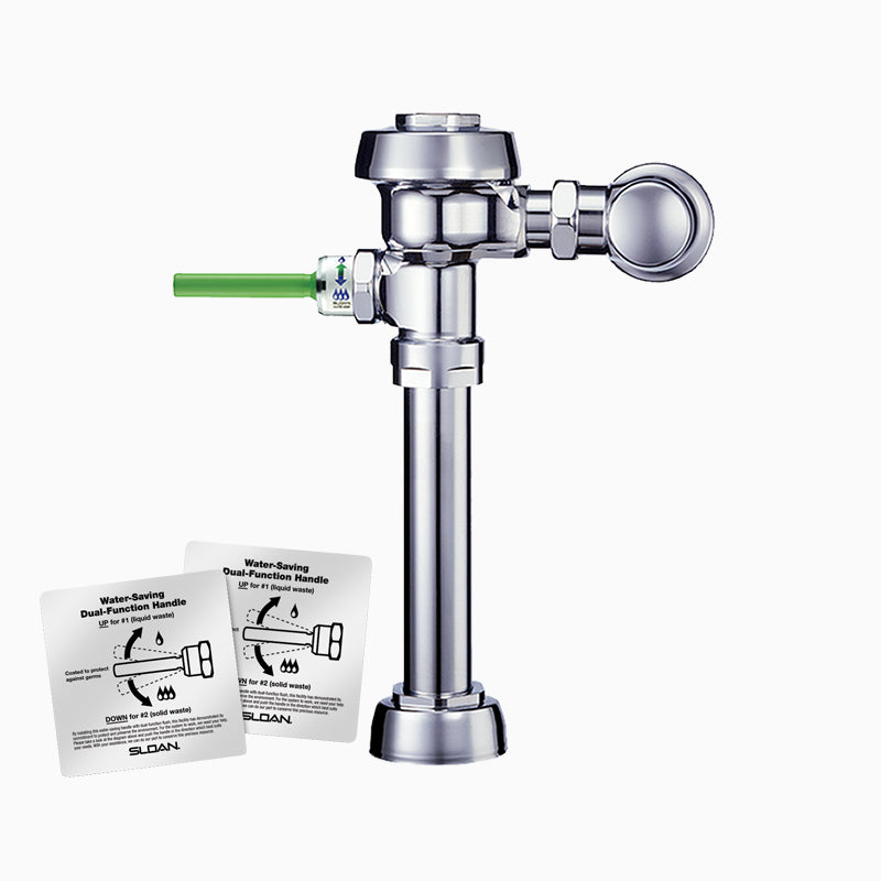 Sloan WES 111 Exposed Manual Flushometer, Top Spud, Polished Chrome, Angle Stop Bumper