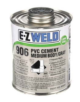Medium Duty PVC Cement, 32 Oz, Gray