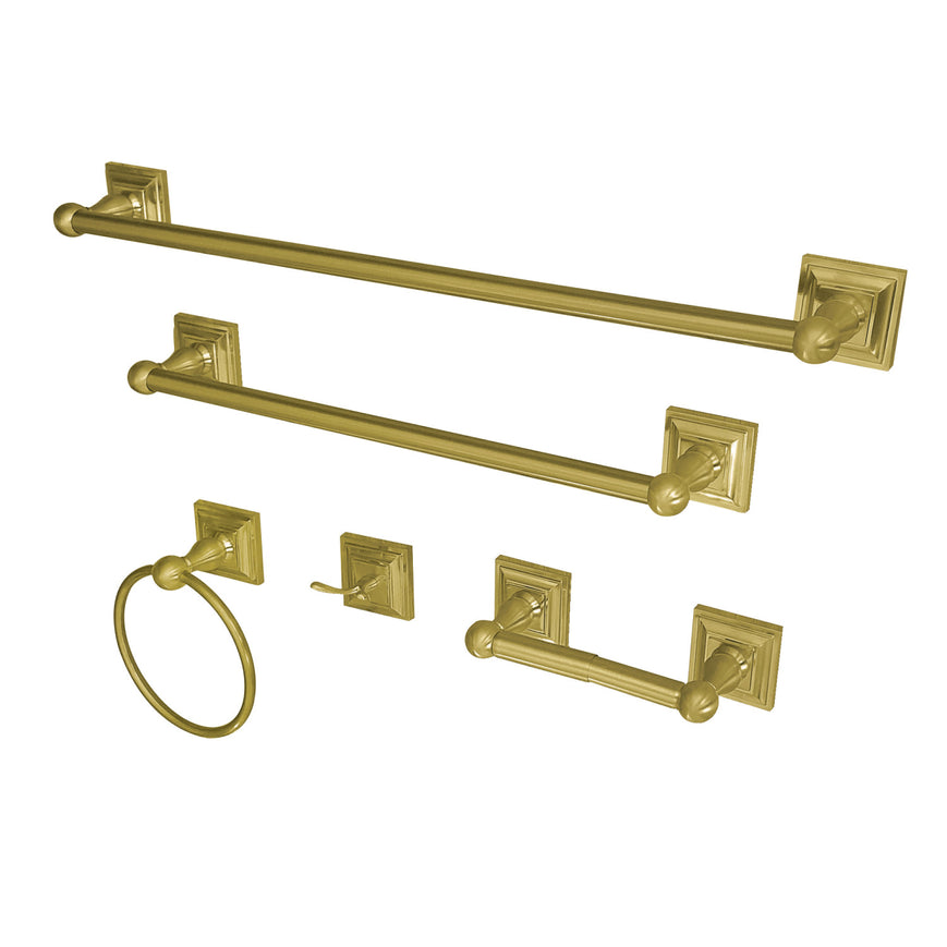 Serano BAHK3212478BB 5-Piece Bathroom Hardware Set, Brushed Brass