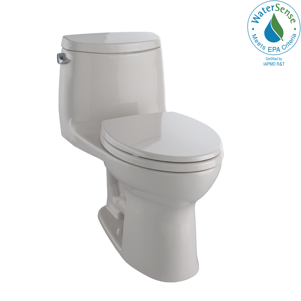 TOTO UltraMax II One Piece Elongated 1.28 GPF Universal Height Toilet with CeFiONtect Sedona Beige MS604114CEFG 12