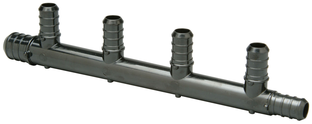 Zurn QickSert Polymer Multi-Port Tee - (1) 3/4-Inch PEX Crimp Inlet x (5) 1/2-Inch PEX Crimp Outlet Ports QPM43-5