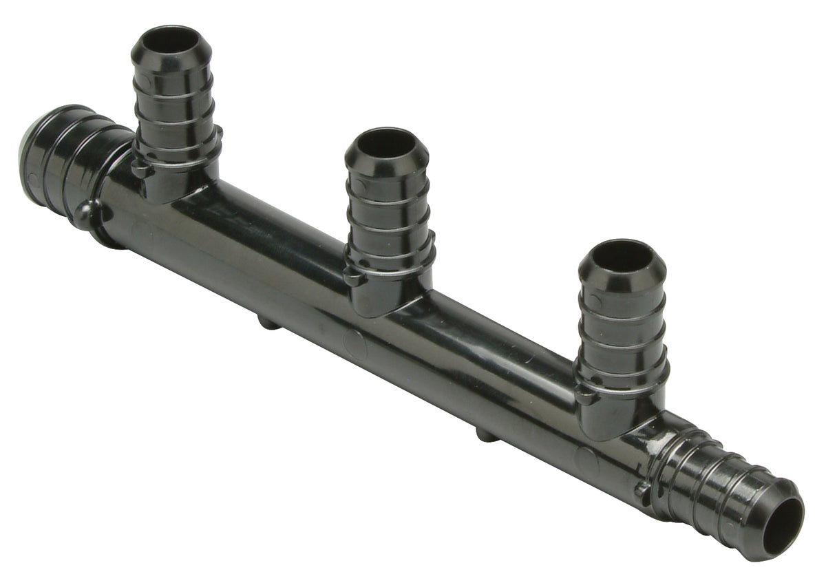 Zurn QickSert Polymer Multi-Port Tee - (1) 3/4-Inch PEX Crimp Inlet x (4) 1/2-Inch PEX Crimp Outlet Ports QPM43-4