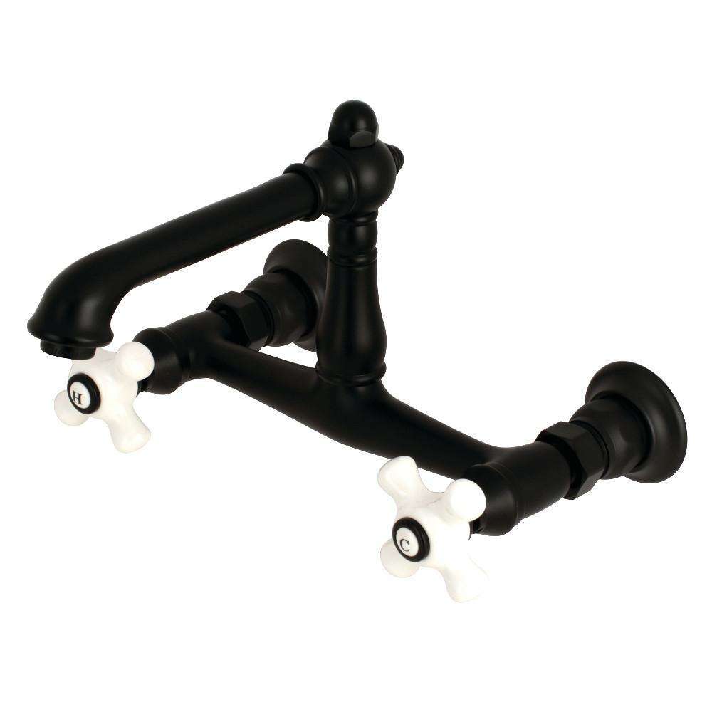 Kingston Brass KS7240PX Wall Mount Bath Faucet, Matte Black