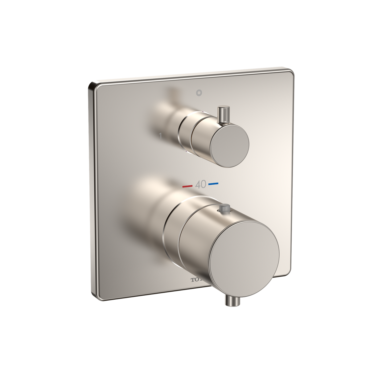 TOTO Square Thermostatic Mixing Valve with Two-Way Diverter Shower Trim, Brushed Nickel TBV02404U#BN