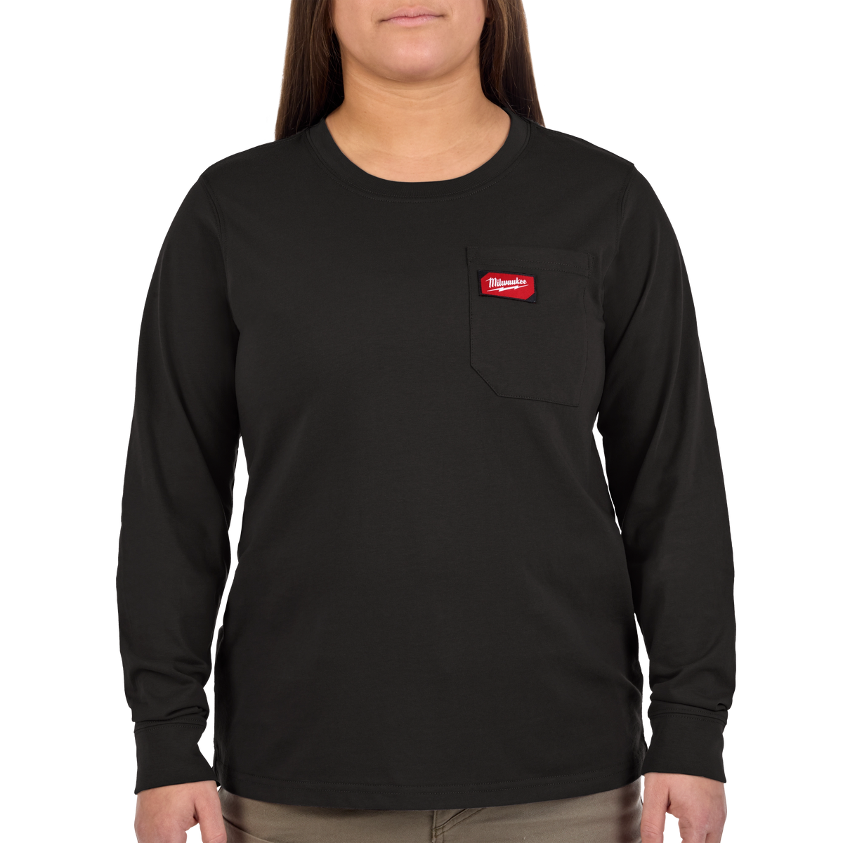 Milwaukee F551B-L Women's GRIDIRON Pocket T-Shirt - Long Sleeve Black L