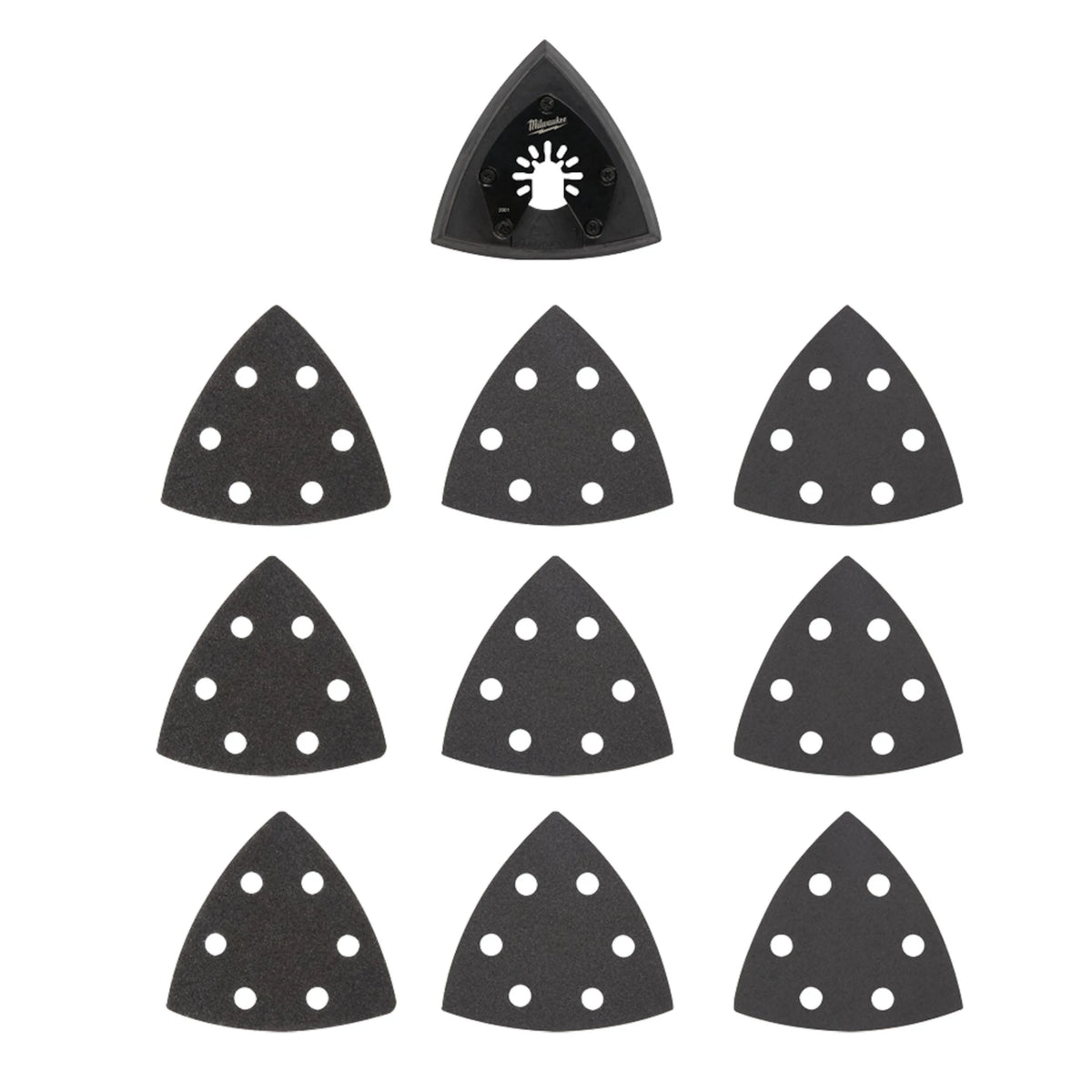 Milwaukee 49-25-2009 10 PC 3-1/2” Triangle Sanding Pad and Sandpaper Set