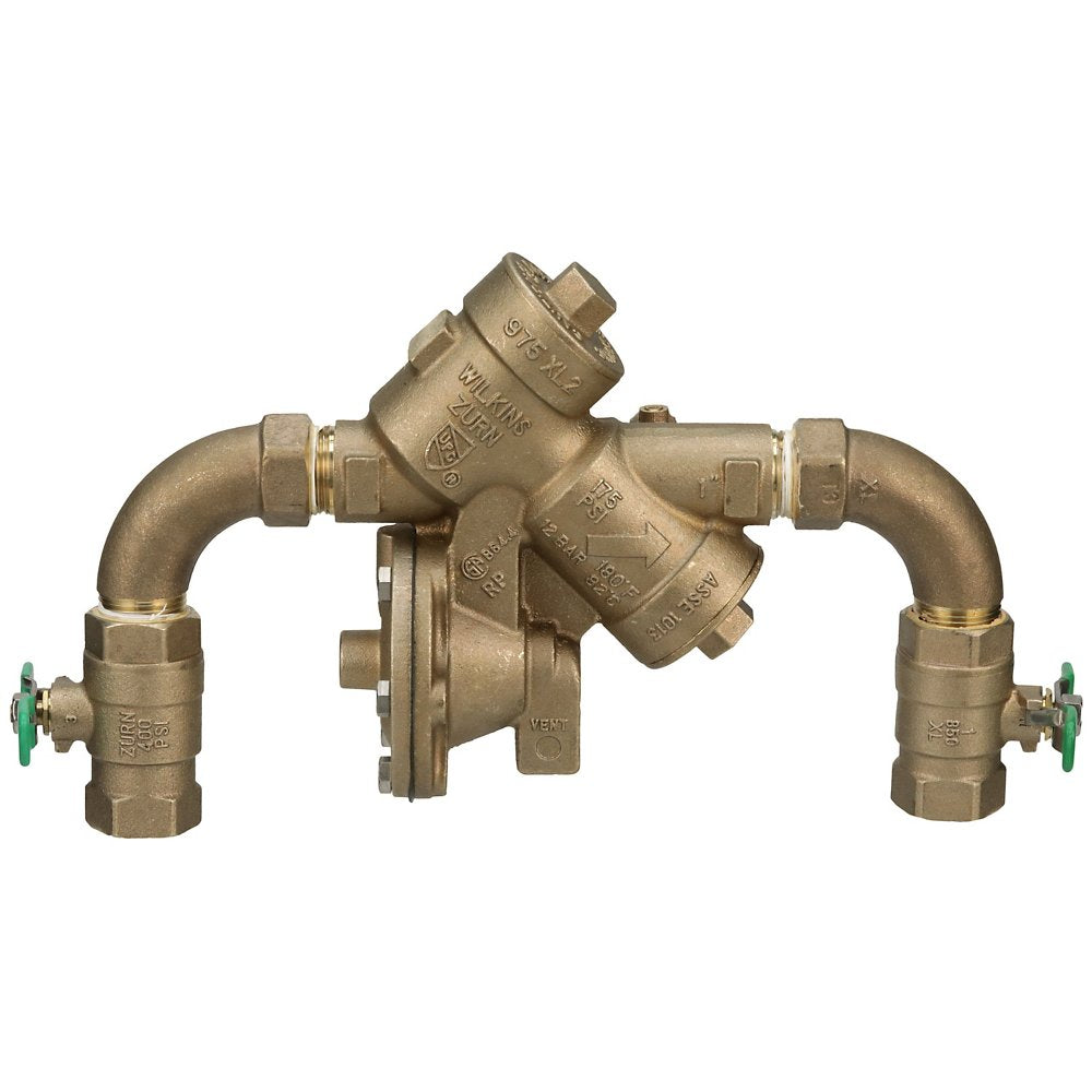 Zurn 112-975XL2S 1-1/2" Lead-Free Backflow Preventer - Reduced Pressure Principle with 90° Elbows
