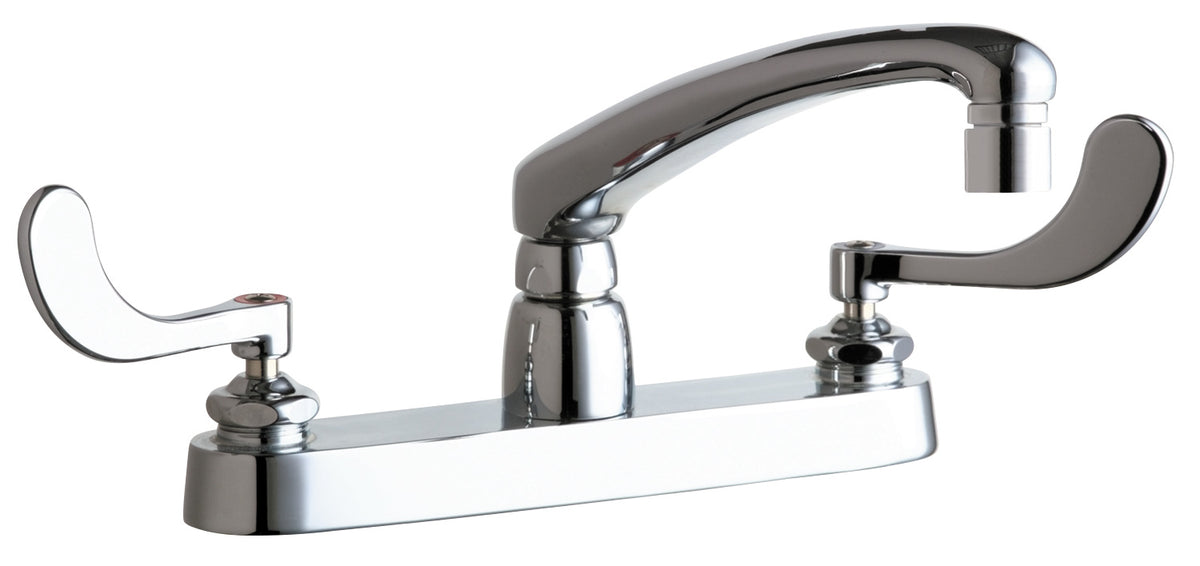 Chicago Faucets 1100-317VPAABCP Lead-Free Deck-mounted manual faucet with 8" centers