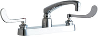 Chicago Faucets 1100-319ABCP Lead-Free Deck-mounted manual faucet with 8" centers, Brass, NPSM