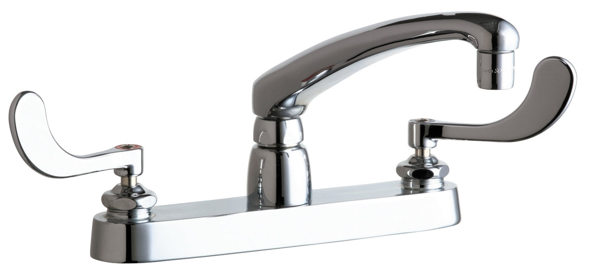 Chicago Faucets 1100-E35-317ABCP Lead-Free Deck-mounted manual faucet with 8" centers